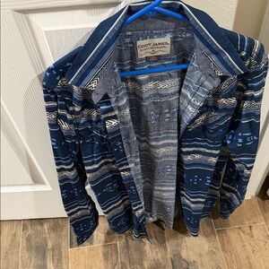 Cody James Men's Blue Patterned Casual Button Down Shirt